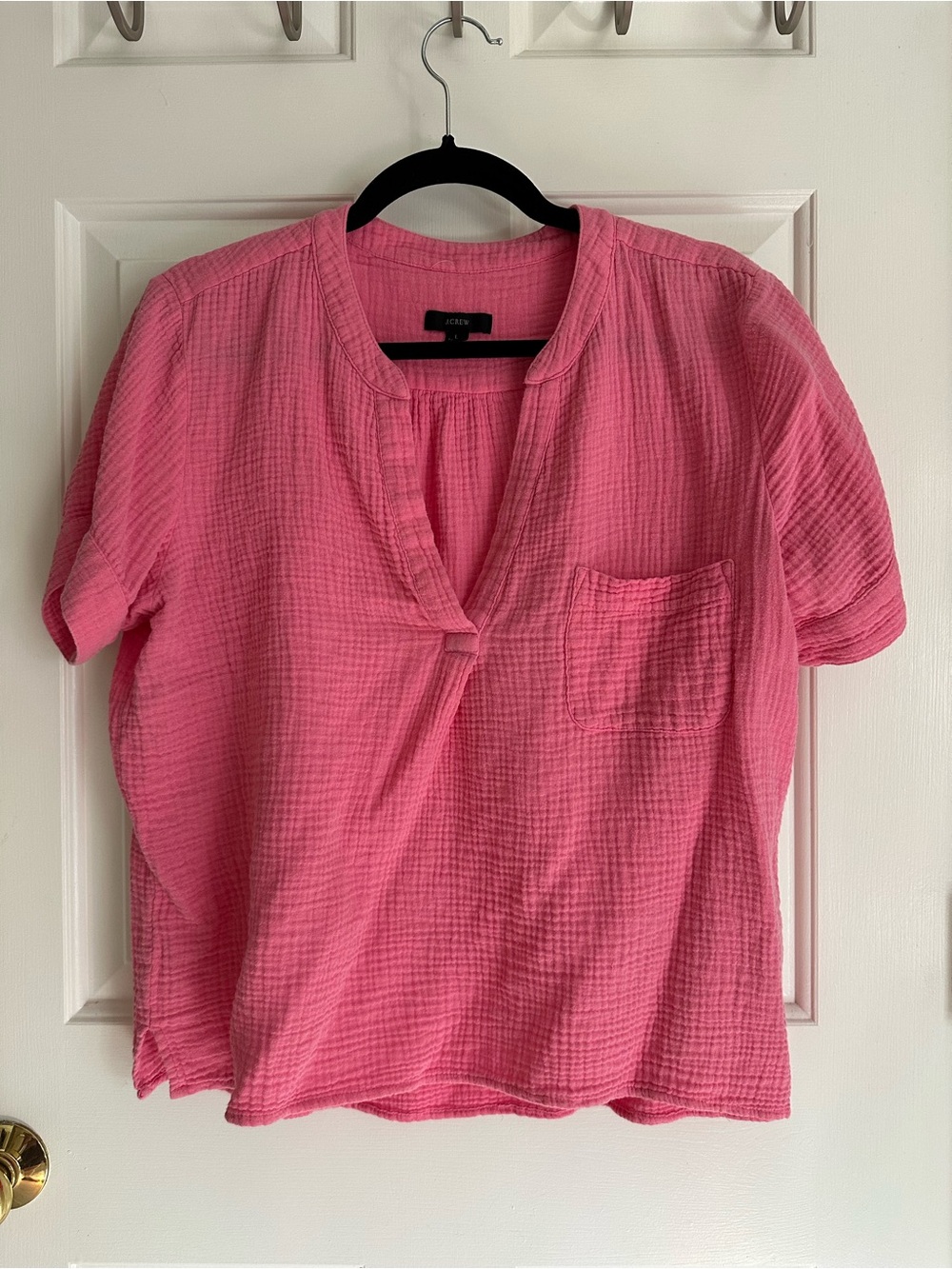 J. Crew Pink Cotton Gauze Short Sleeve Top